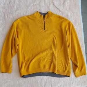 Tommy Bahama Oversized Mustard Yellow 1/4 Zip Pullover - Men's XL